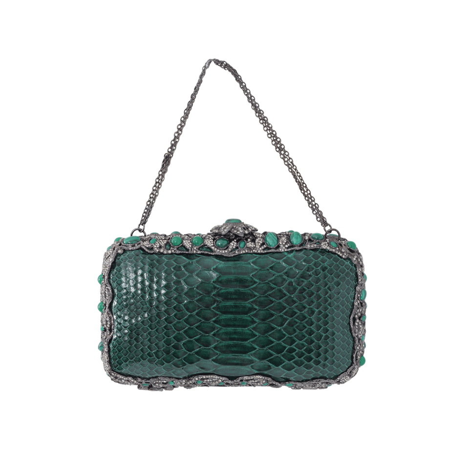 CLARA KASAVINA-Python Malachite Clutch-EMERALD