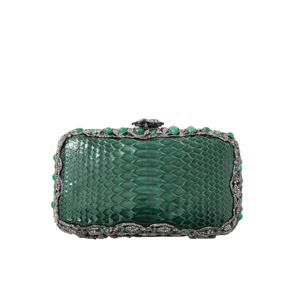CLARA KASAVINA-Python Malachite Clutch-EMERALD