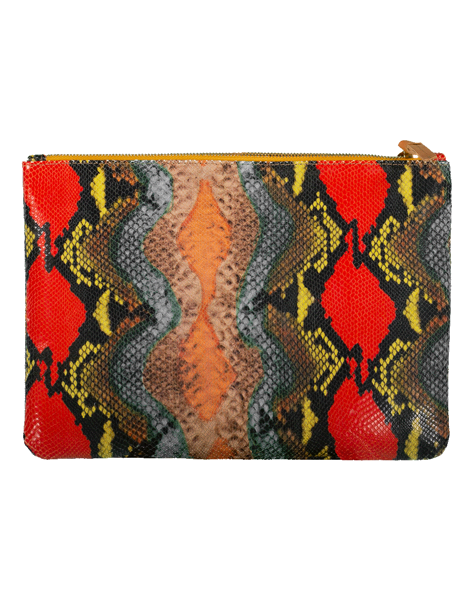 CLARE V-Snake Flat Striped Clutch-POPPY