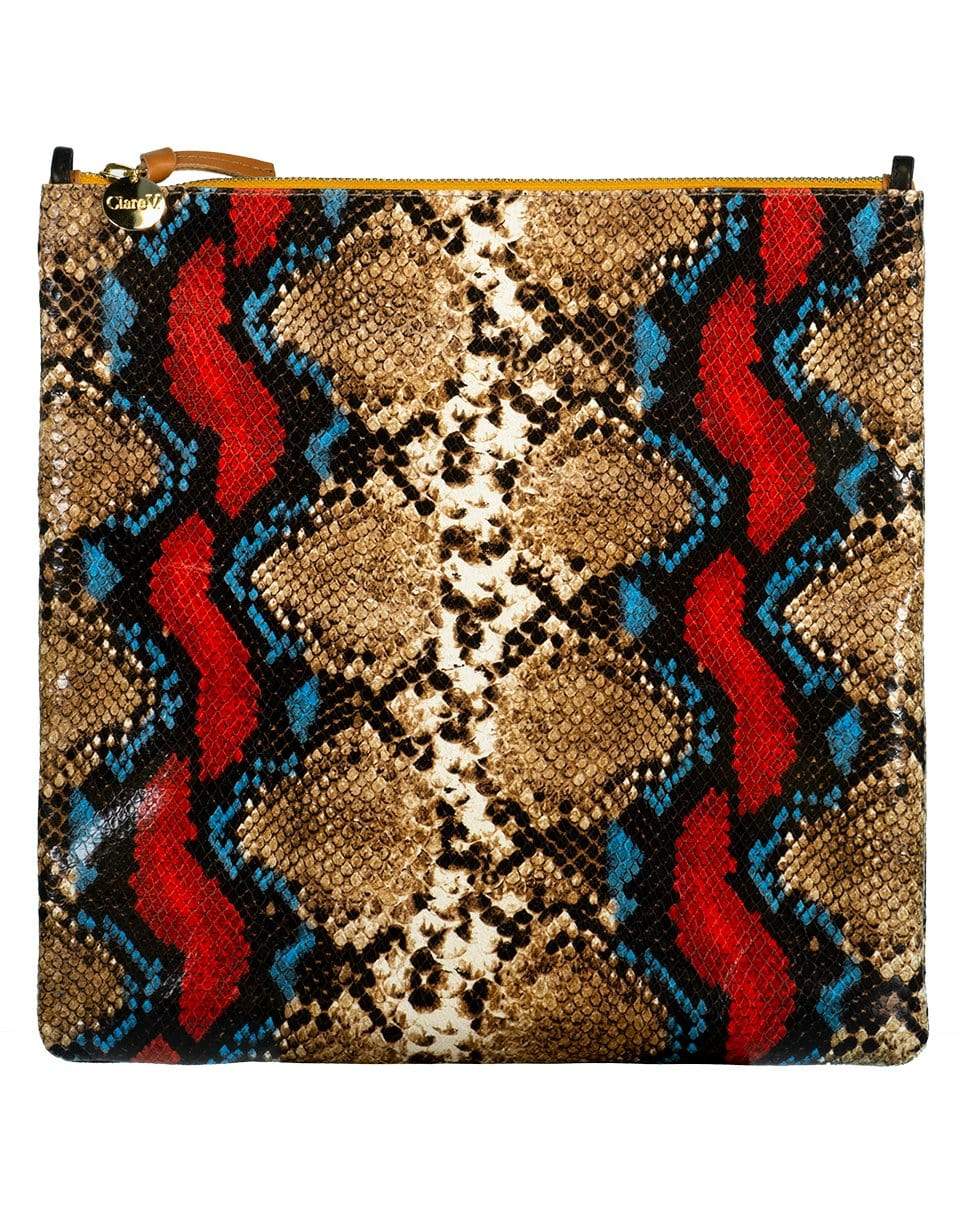 CLARE V-Garden Snake Foldover Clutch-RED