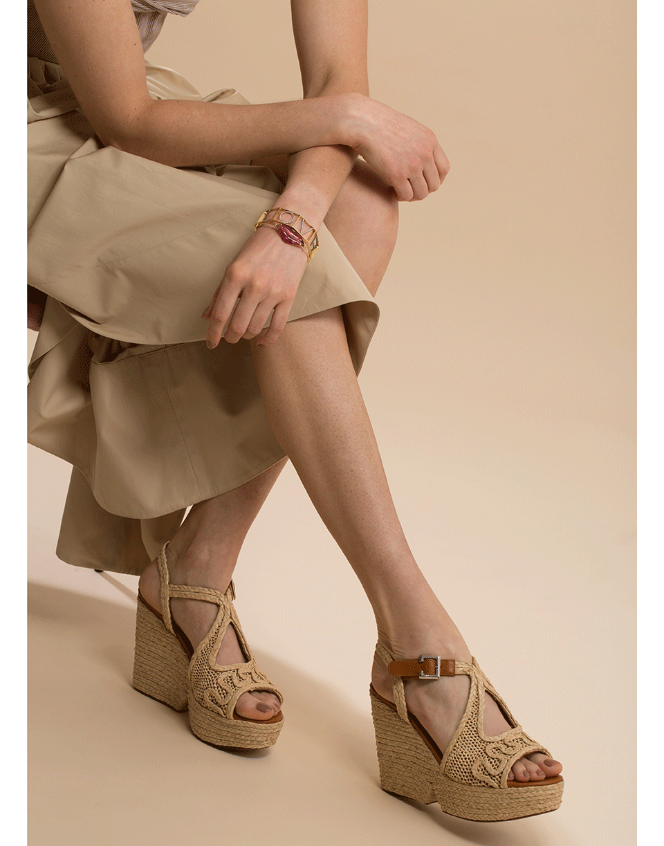 CLERGERIE-Doloria Raffia Wedge Sandal-