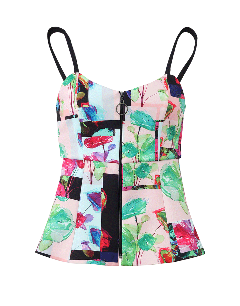 CLOVER CANYON-Peplum Zip Flower Tank-