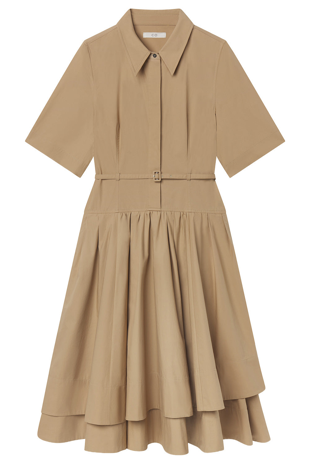 Short Sleeve Belted Dress-BROWN-XS-CLOTHINGDRESSCASUAL-CO COLLECTION