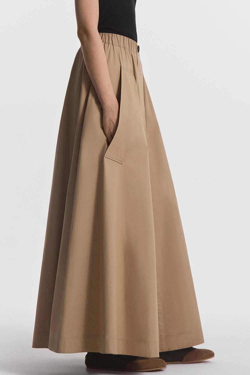 Parachute Maxi Skirt-BROWN-XS-CLOTHINGSKIRTMIDI-CO COLLECTION