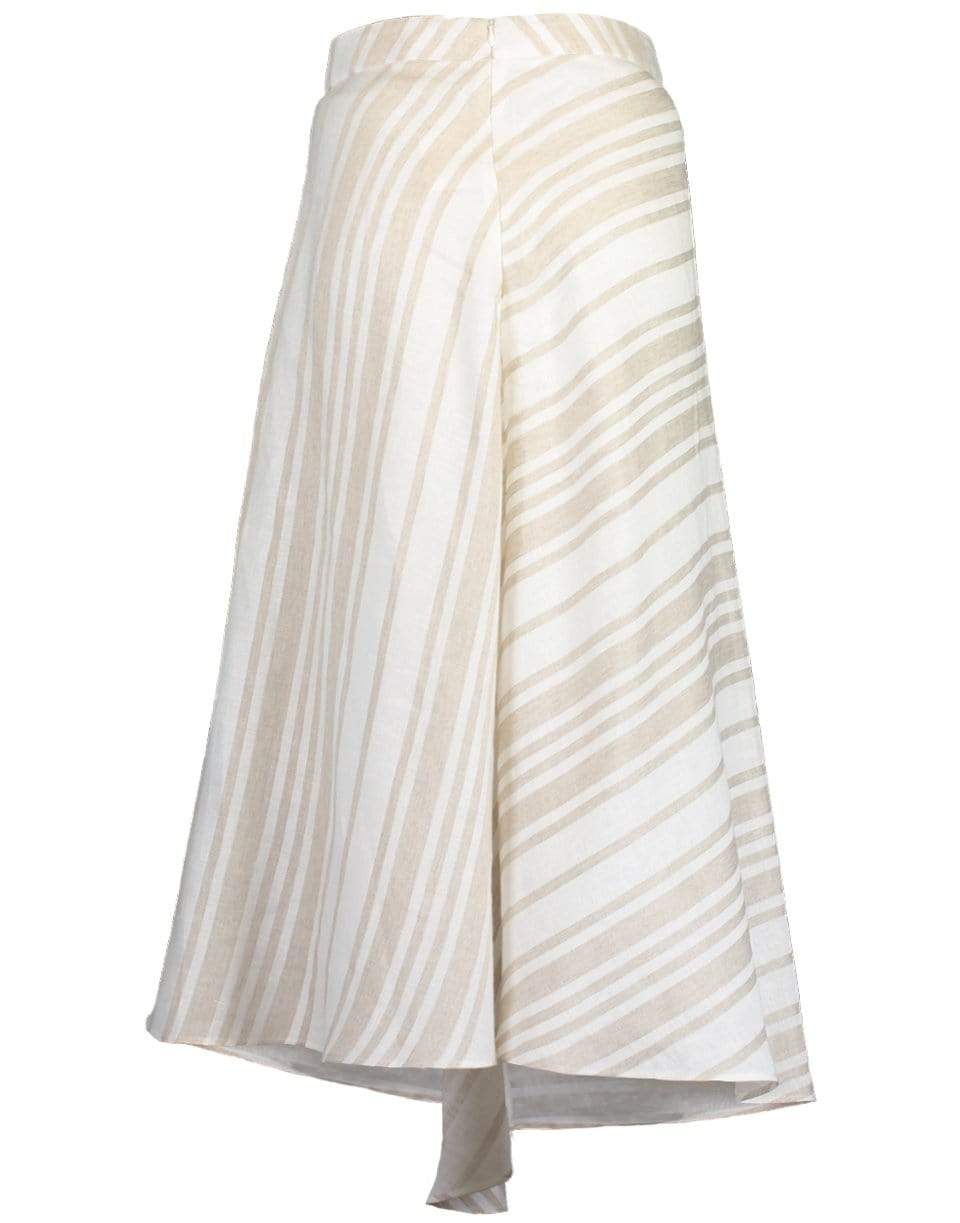 CO COLLECTION-A-Line Linen Midi Skirt - Taupe Stripe-
