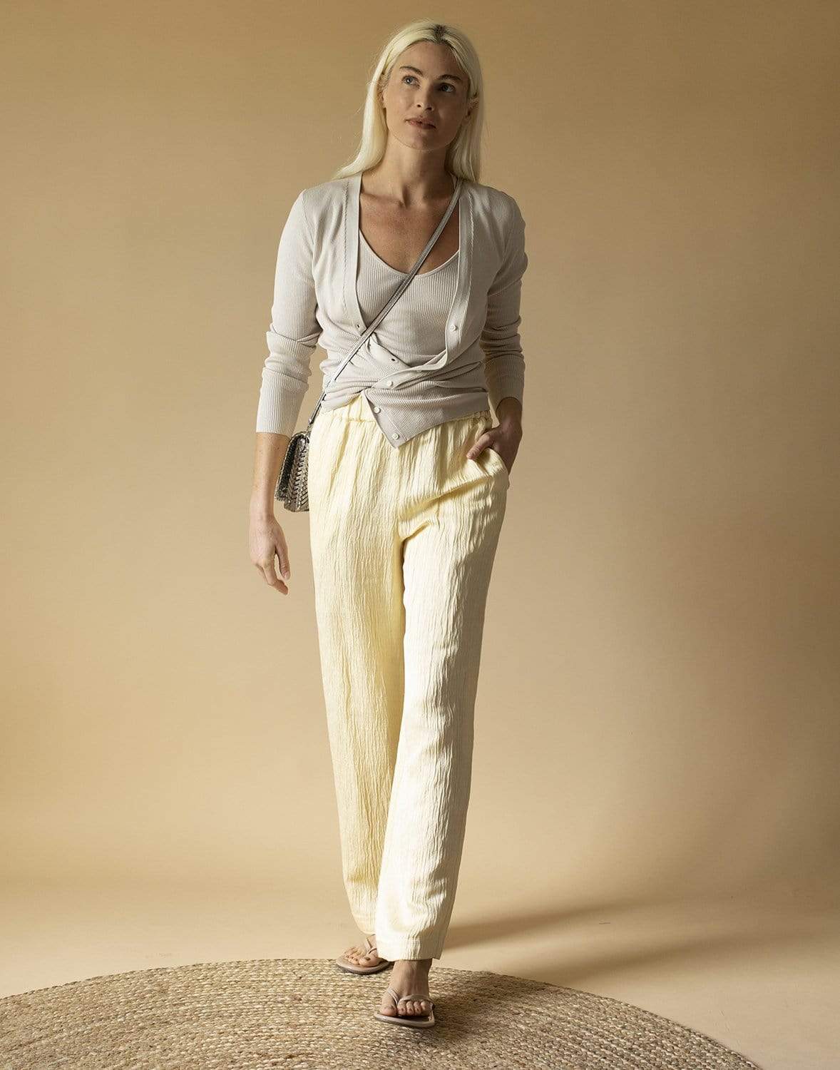 CO COLLECTION-Taupe Ribbed Knit Tank-