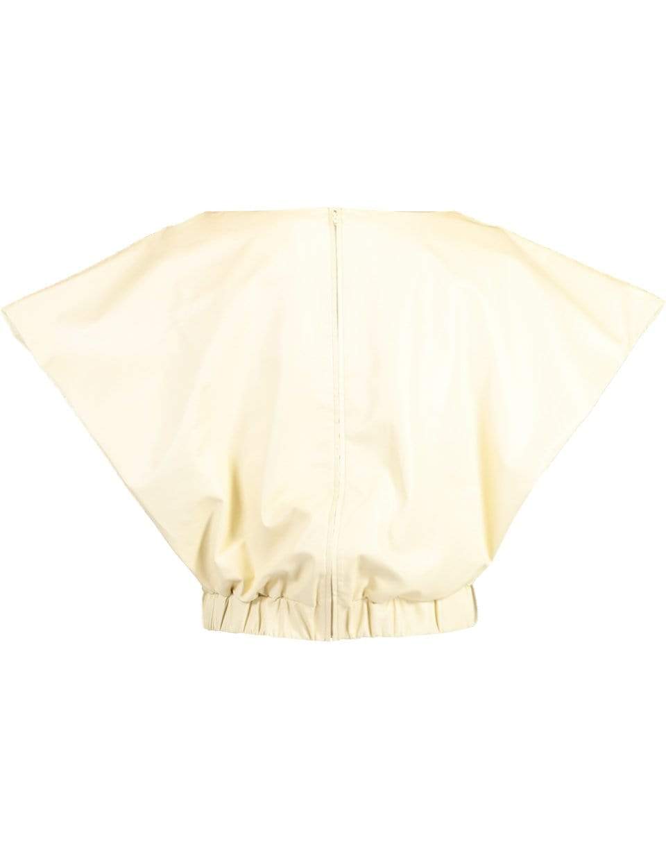 CO COLLECTION-Leather Cap Sleeve Blouse-CREAM