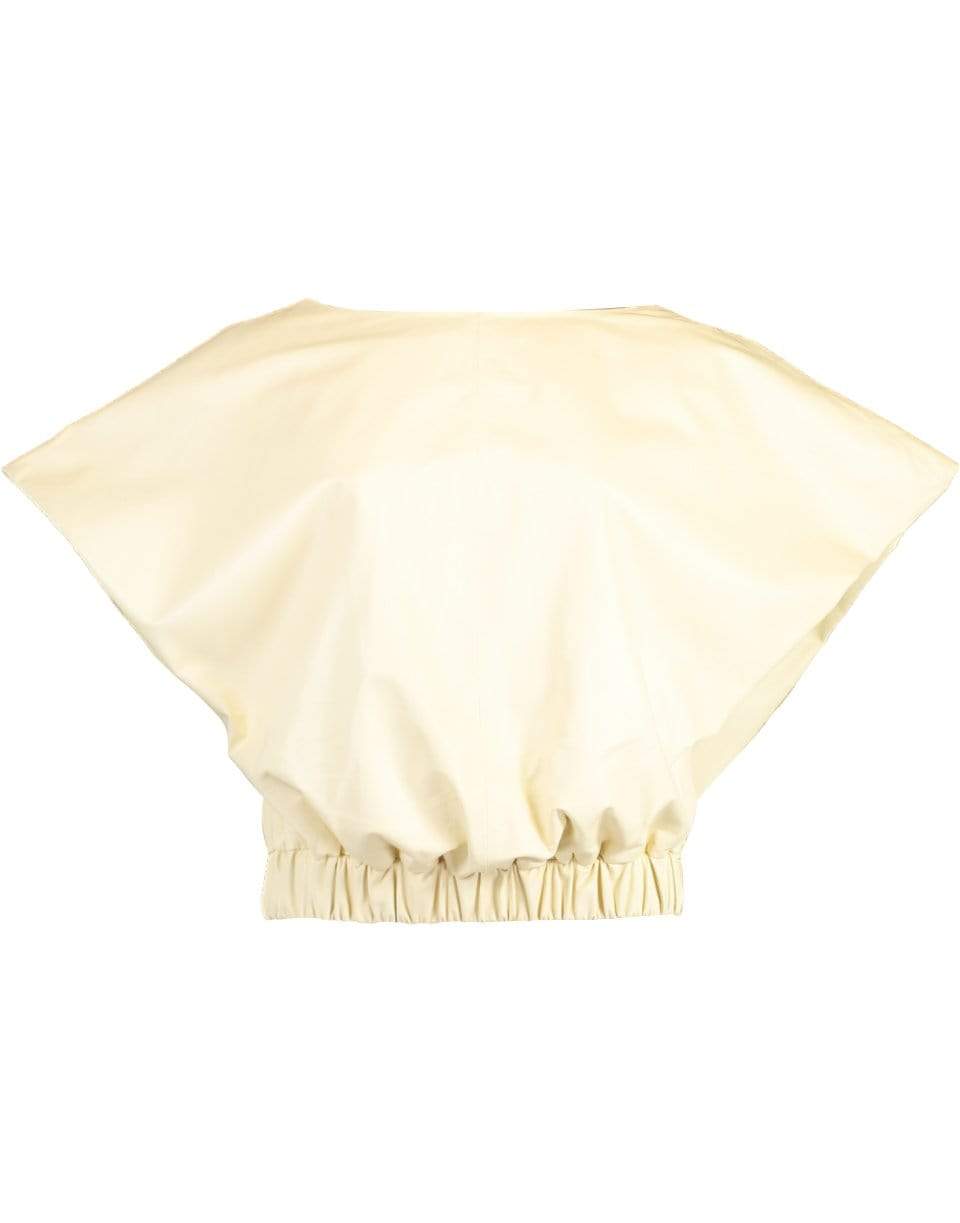 CO COLLECTION-Leather Cap Sleeve Blouse-CREAM