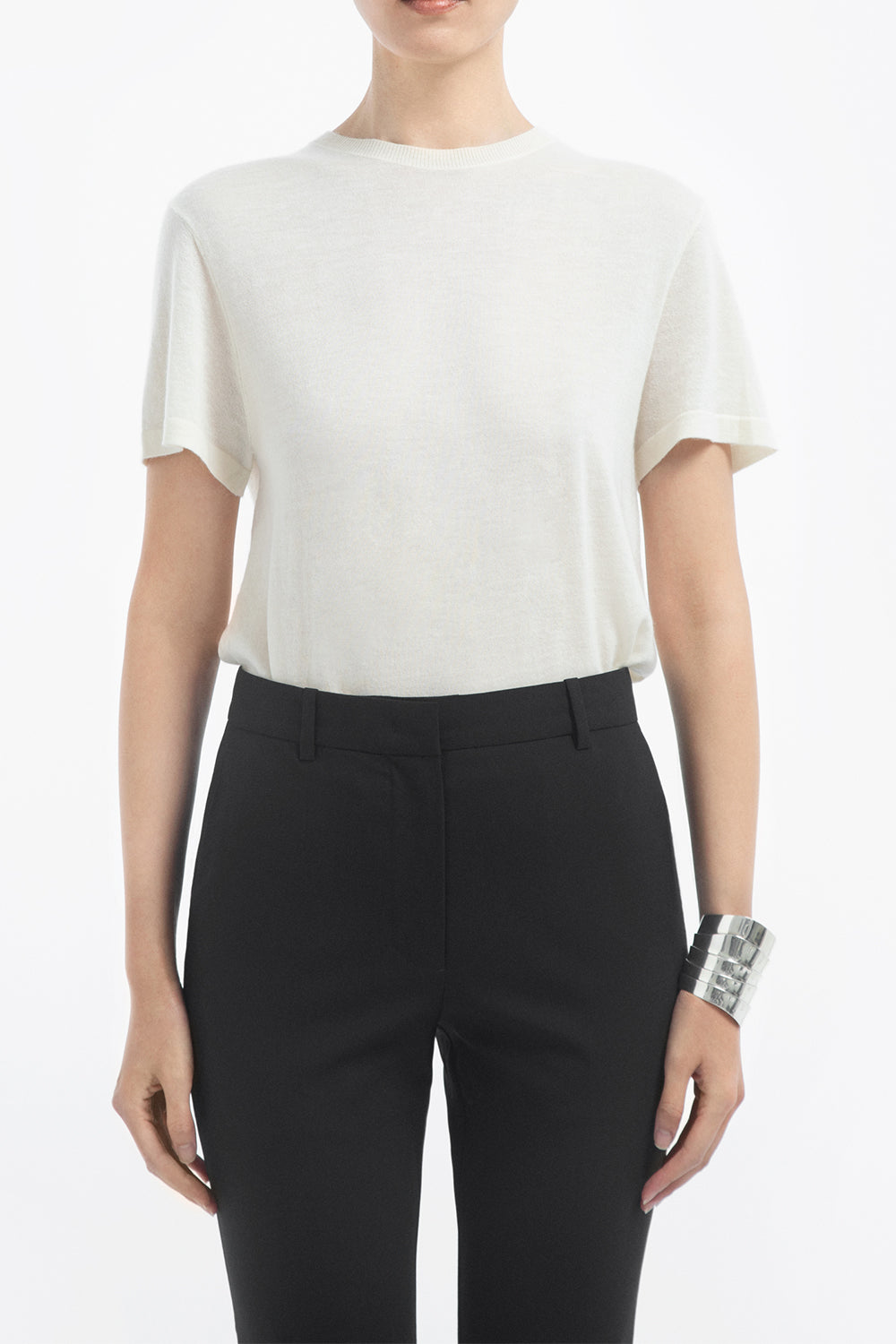 Crewneck Short Sleeve T-Shirt-CREAM-XS-CLOTHINGTOPT-SHIRT-CO COLLECTION