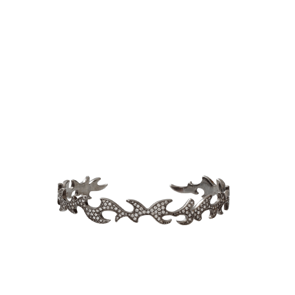 COLETTE JEWELRY-Diamond Pattern Cuff Bracelet-WHITE GOLD