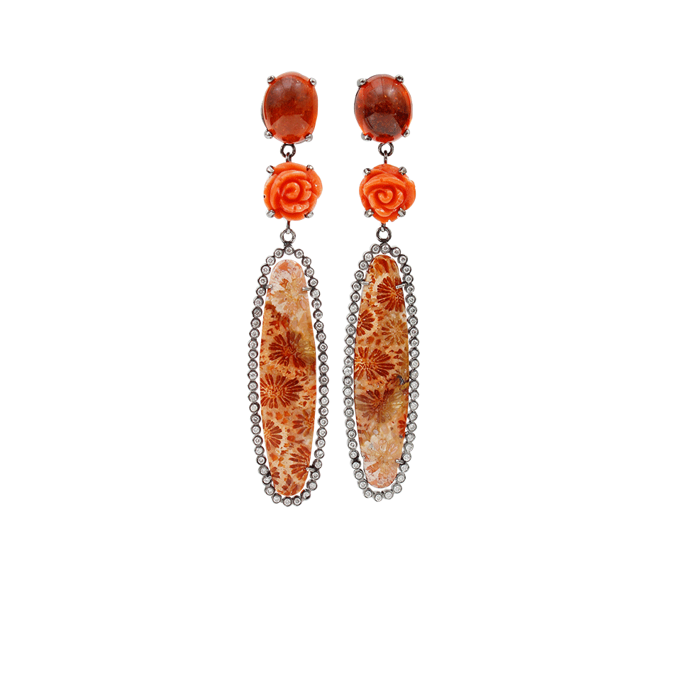 COLETTE JEWELRY-Fossilized Coral Earrings-BLACK GOLD