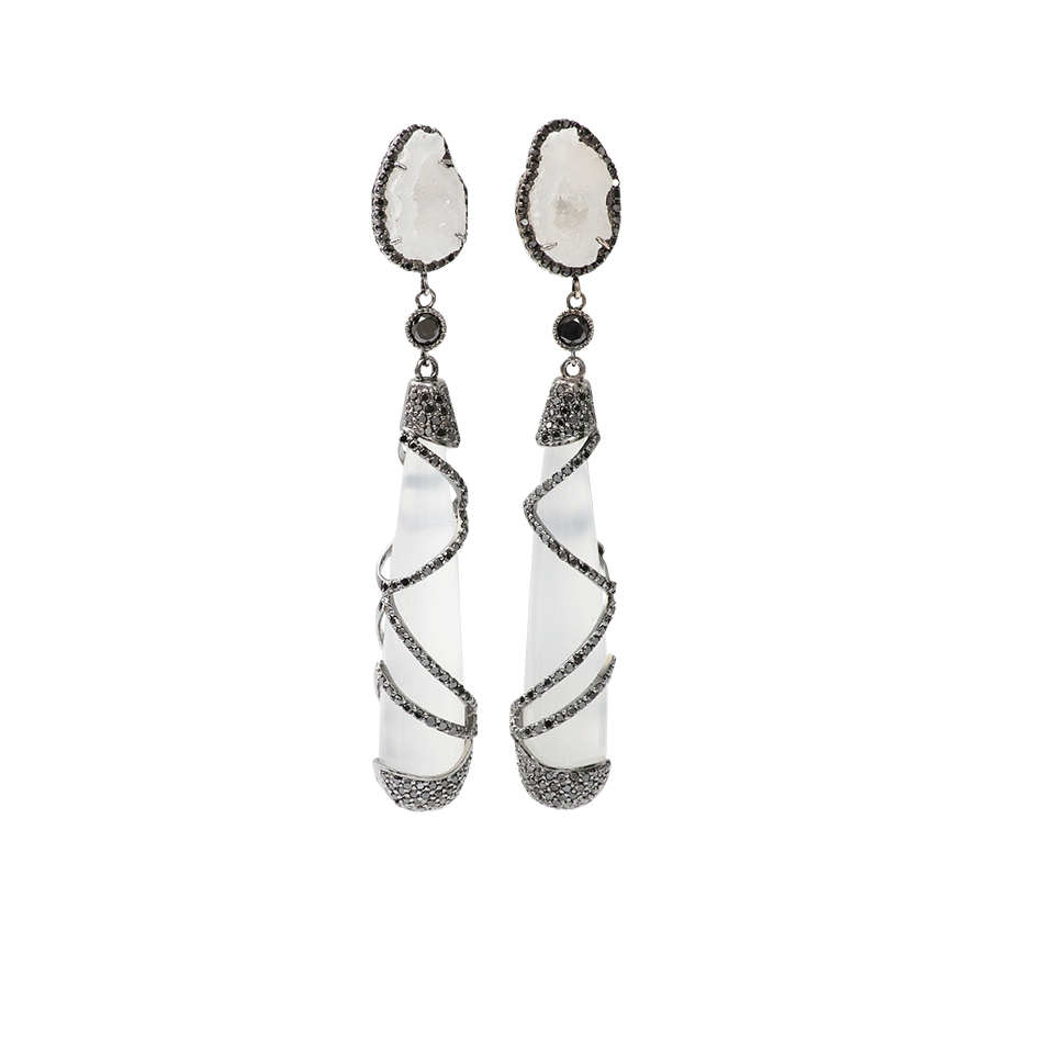 COLETTE JEWELRY-White Quartz Drop Earrings-BLACK GOLD
