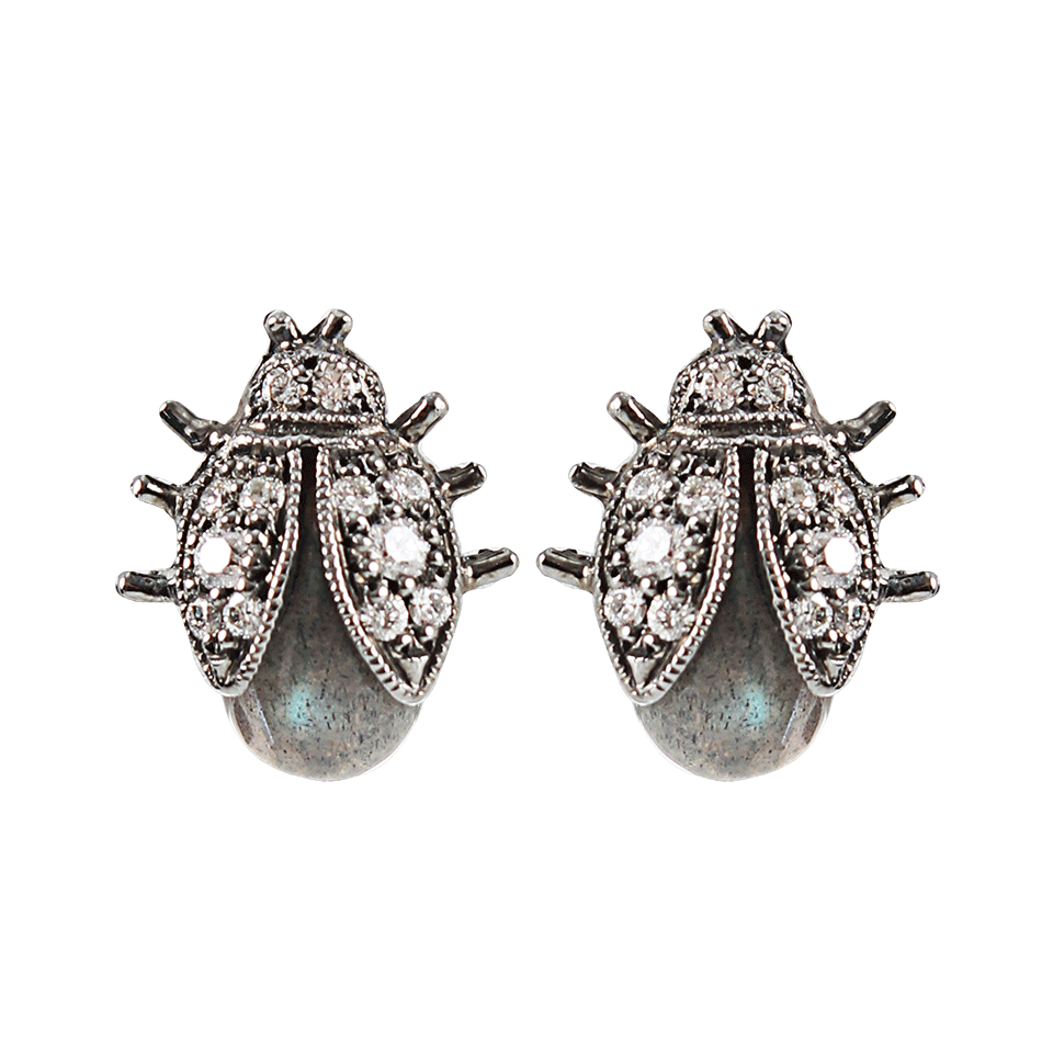 COLETTE JEWELRY-Labradorite Ladybug Diamond Earrings-BLK GOLD