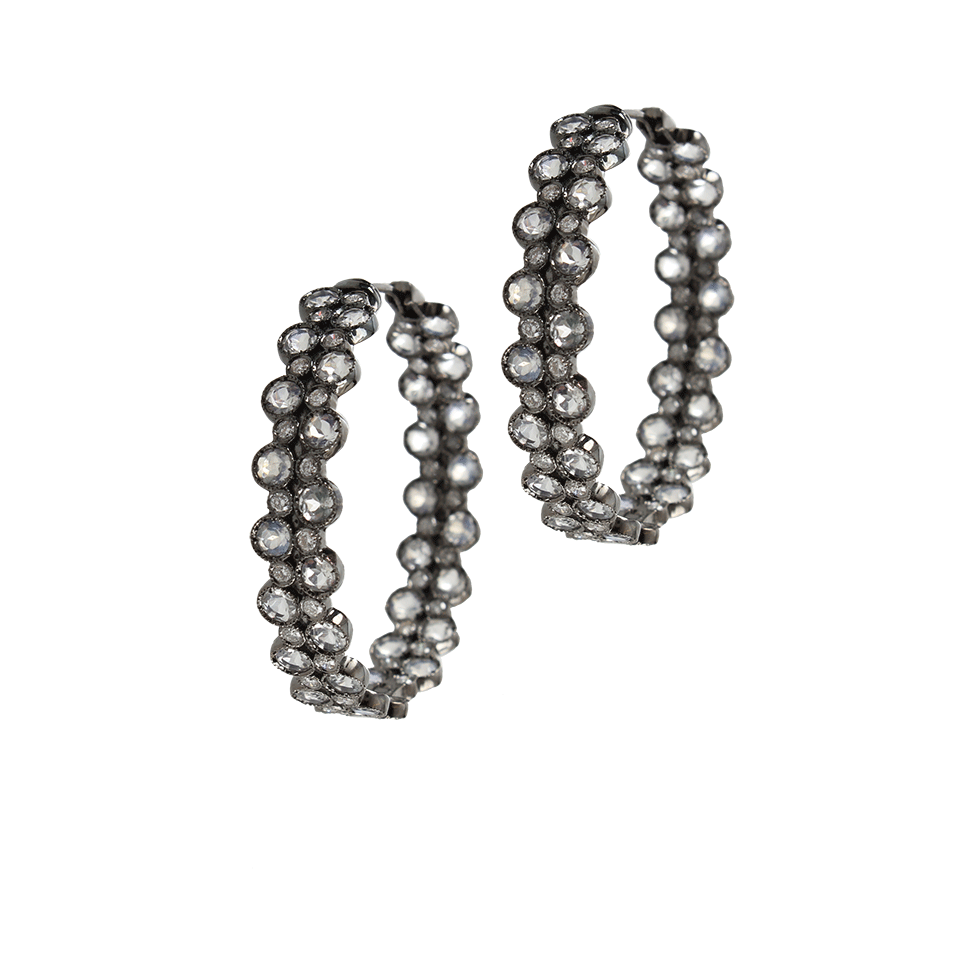 COLETTE JEWELRY-Moonstone and Diamond Hoop Earrings-BLK GOLD