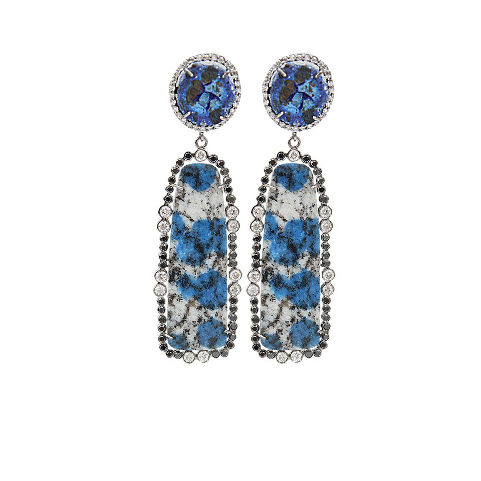 COLETTE JEWELRY-Azurite, Black And White Diamond Earrings-WHITE GOLD