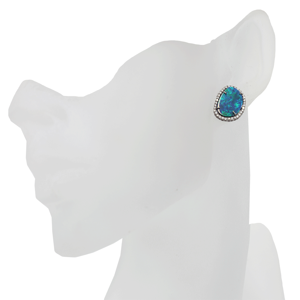 COLETTE JEWELRY-Boulder Opal Stud Diamond Earrings-WHITE GOLD
