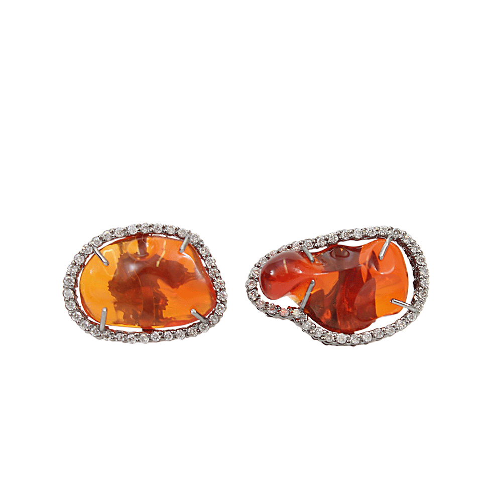 COLETTE JEWELRY-Fire Opal Stud Earrings with Diamonds-WHITE GOLD