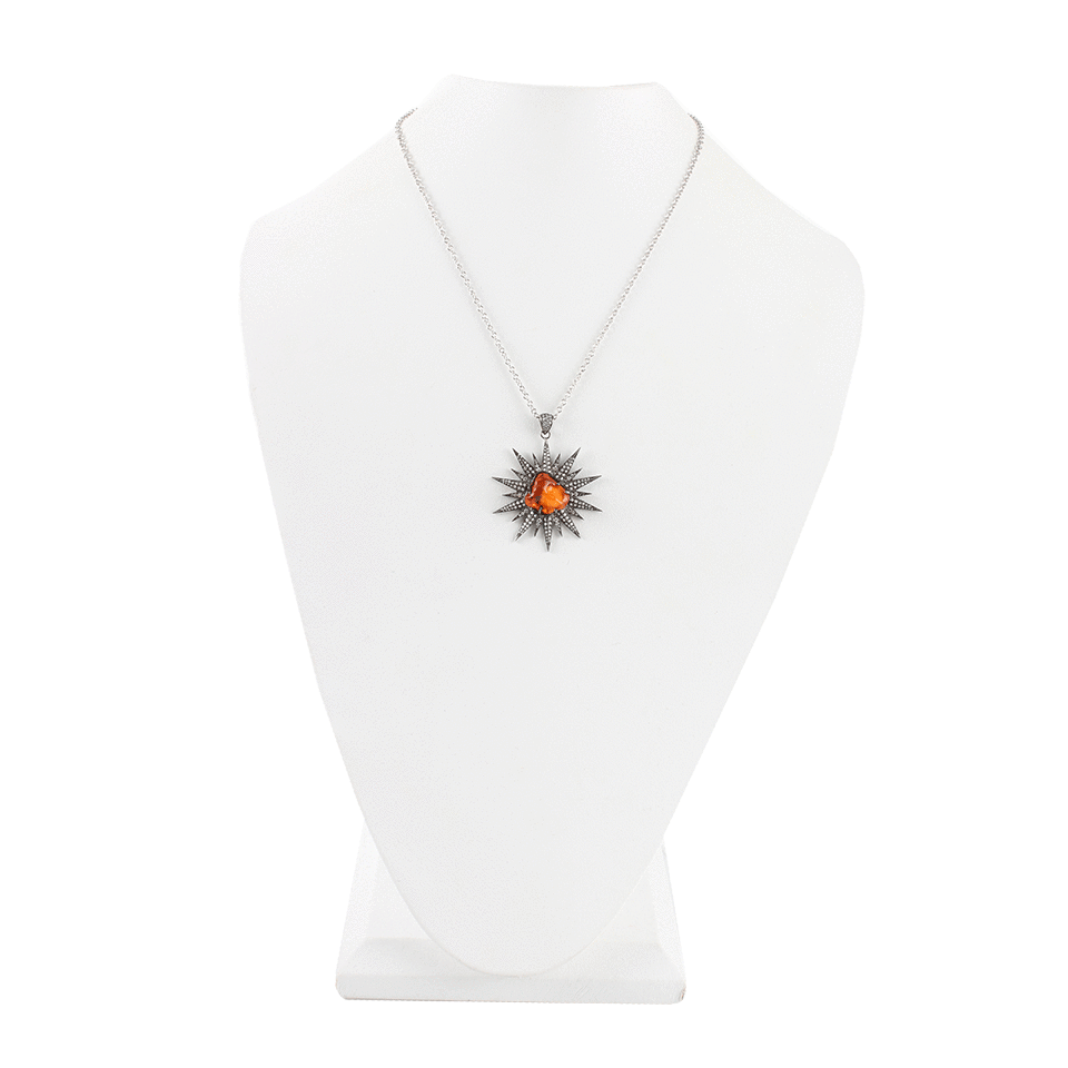 COLETTE JEWELRY-Fire Opal Sun Pendant and Diamond Necklace-BLK GOLD