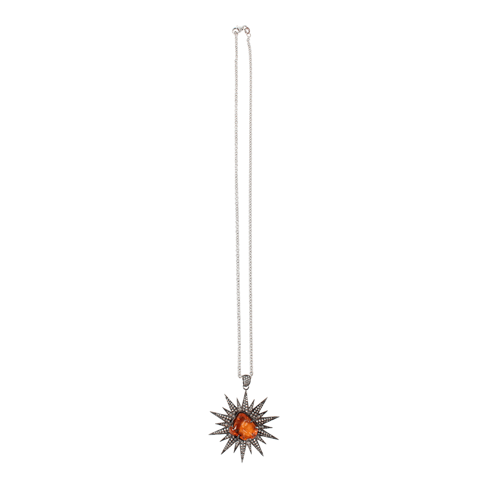COLETTE JEWELRY-Fire Opal Sun Pendant and Diamond Necklace-BLK GOLD