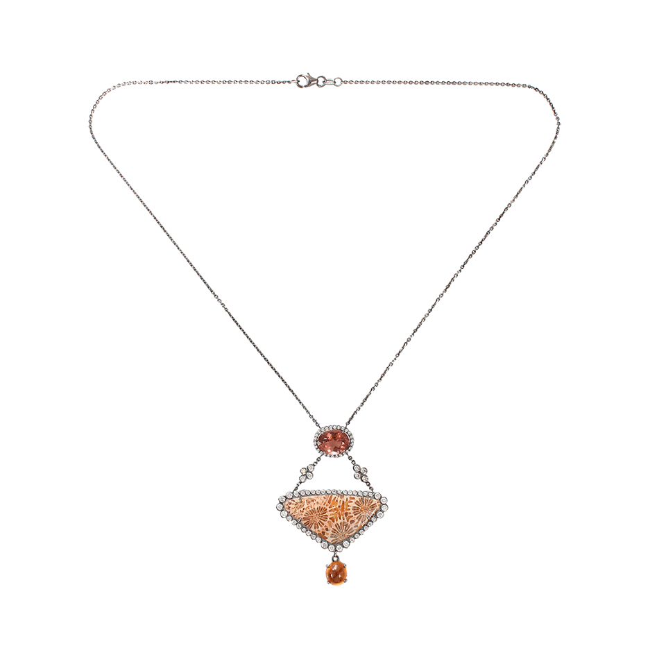 COLETTE JEWELRY-Fossilized Coral Necklace-WHITE GOLD