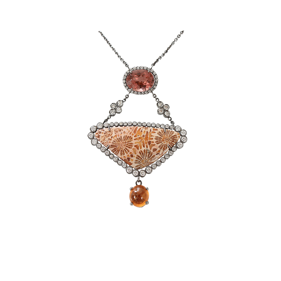 COLETTE JEWELRY-Fossilized Coral Necklace-WHITE GOLD