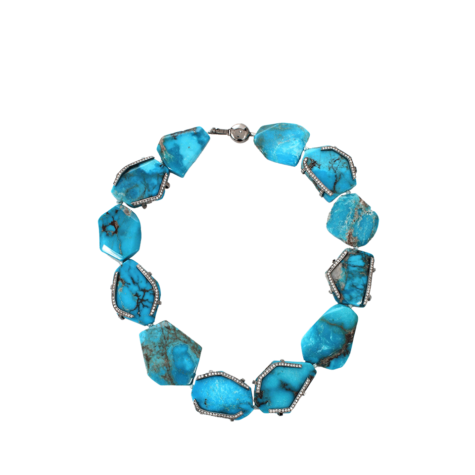 COLETTE JEWELRY-Turquoise Pave Diamond Necklace-WHITE GOLD