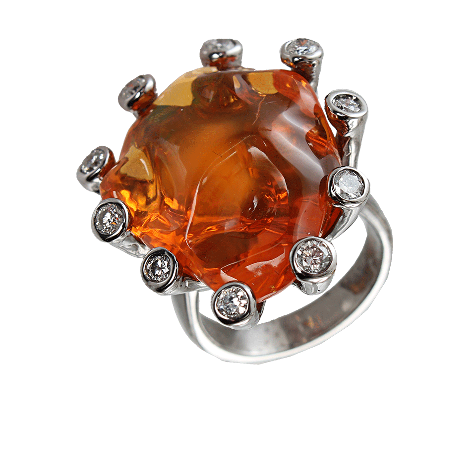 COLETTE JEWELRY-Fire Opal and Diamond Sun Ring-BLACK GOLD