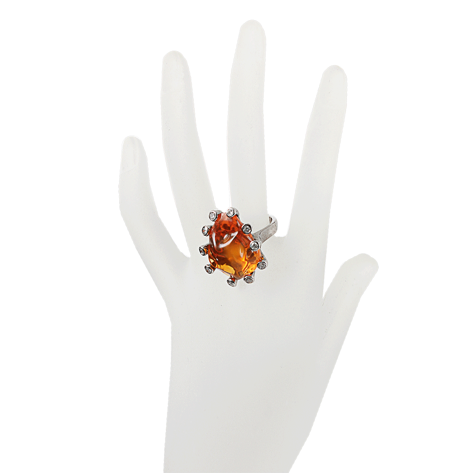 COLETTE JEWELRY-Fire Opal and Diamond Sun Ring-BLACK GOLD