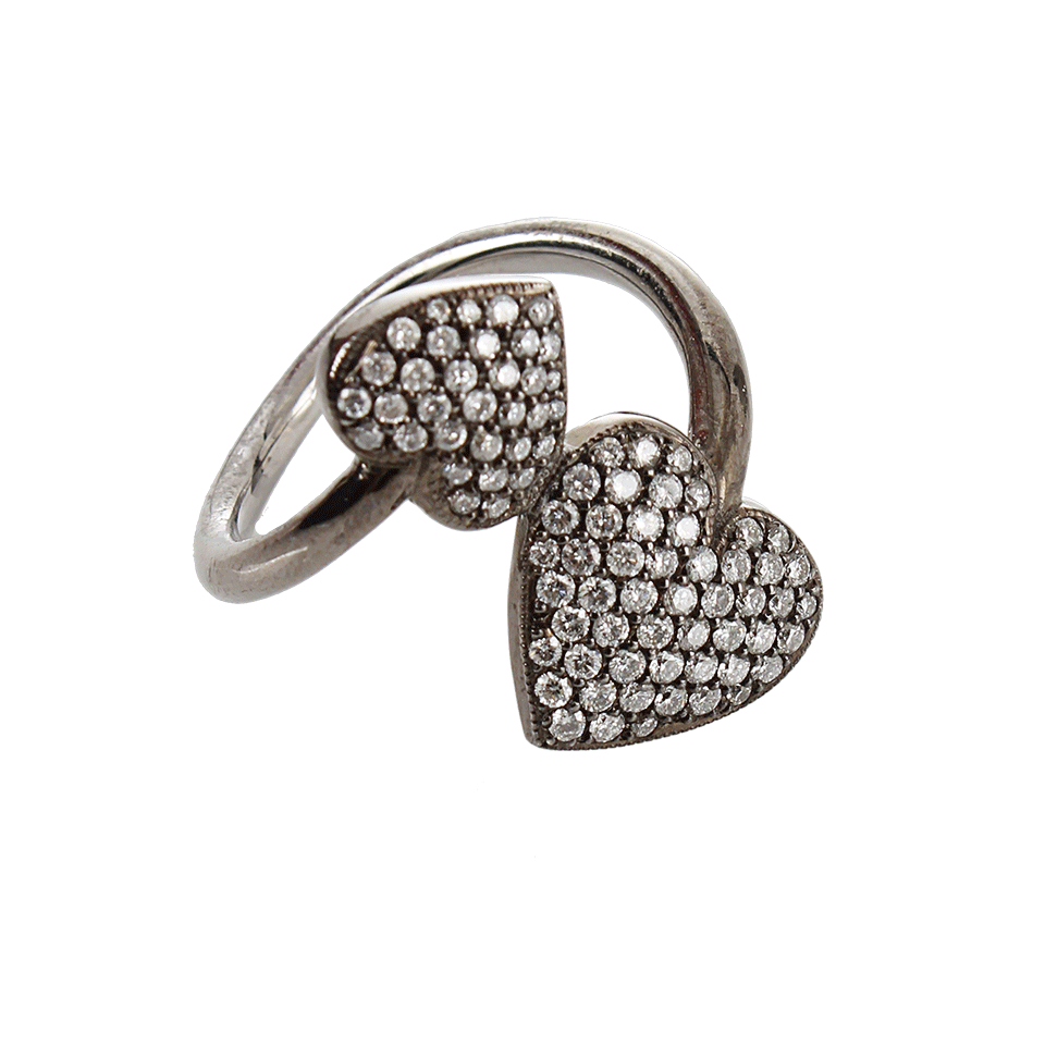 COLETTE JEWELRY-Double Diamond Heart Ring-BLK GOLD