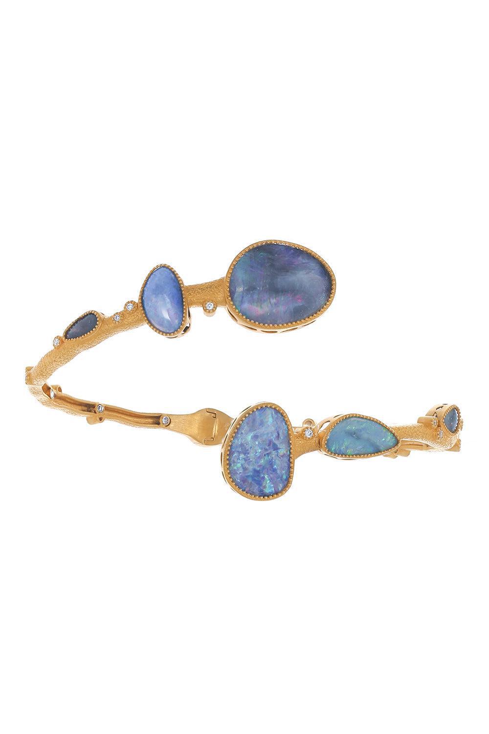 Opal Diamond Bypass Affinity Bracelet-YELLOW GOLD-JEWELRYFINE JEWELBRACELET O-COOMI