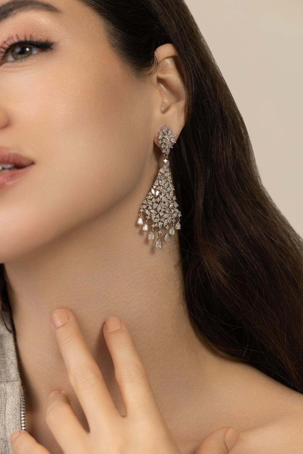 Diamond Drop Earrings-WHITE GOLD-JEWELRYFINE JEWELEARRING-COOMI