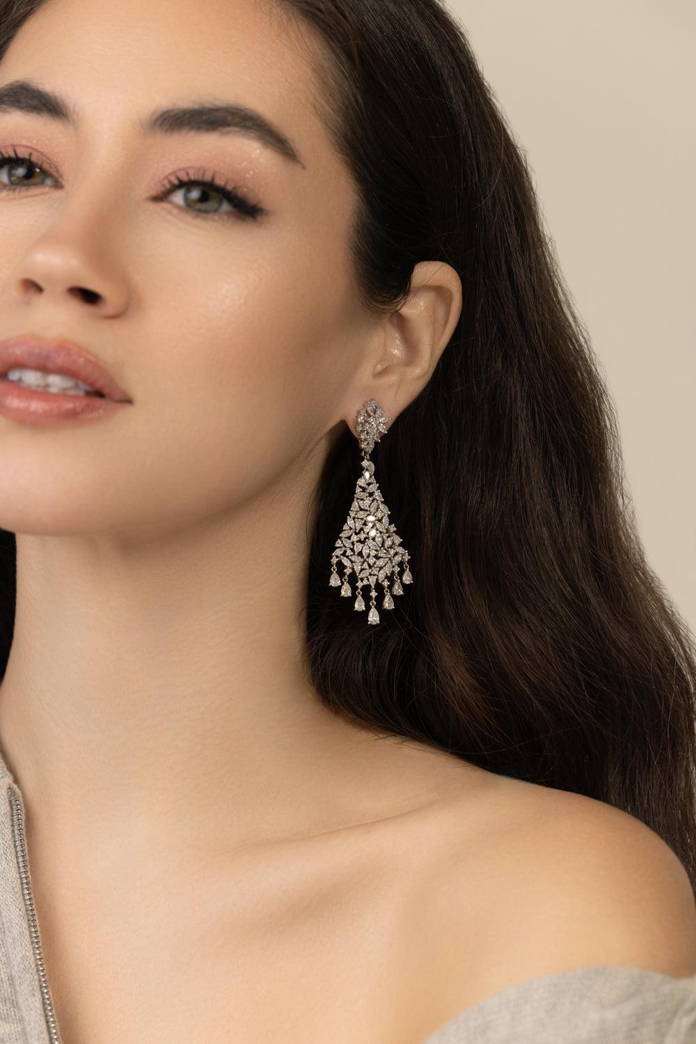 Diamond Drop Earrings-WHITE GOLD-JEWELRYFINE JEWELEARRING-COOMI
