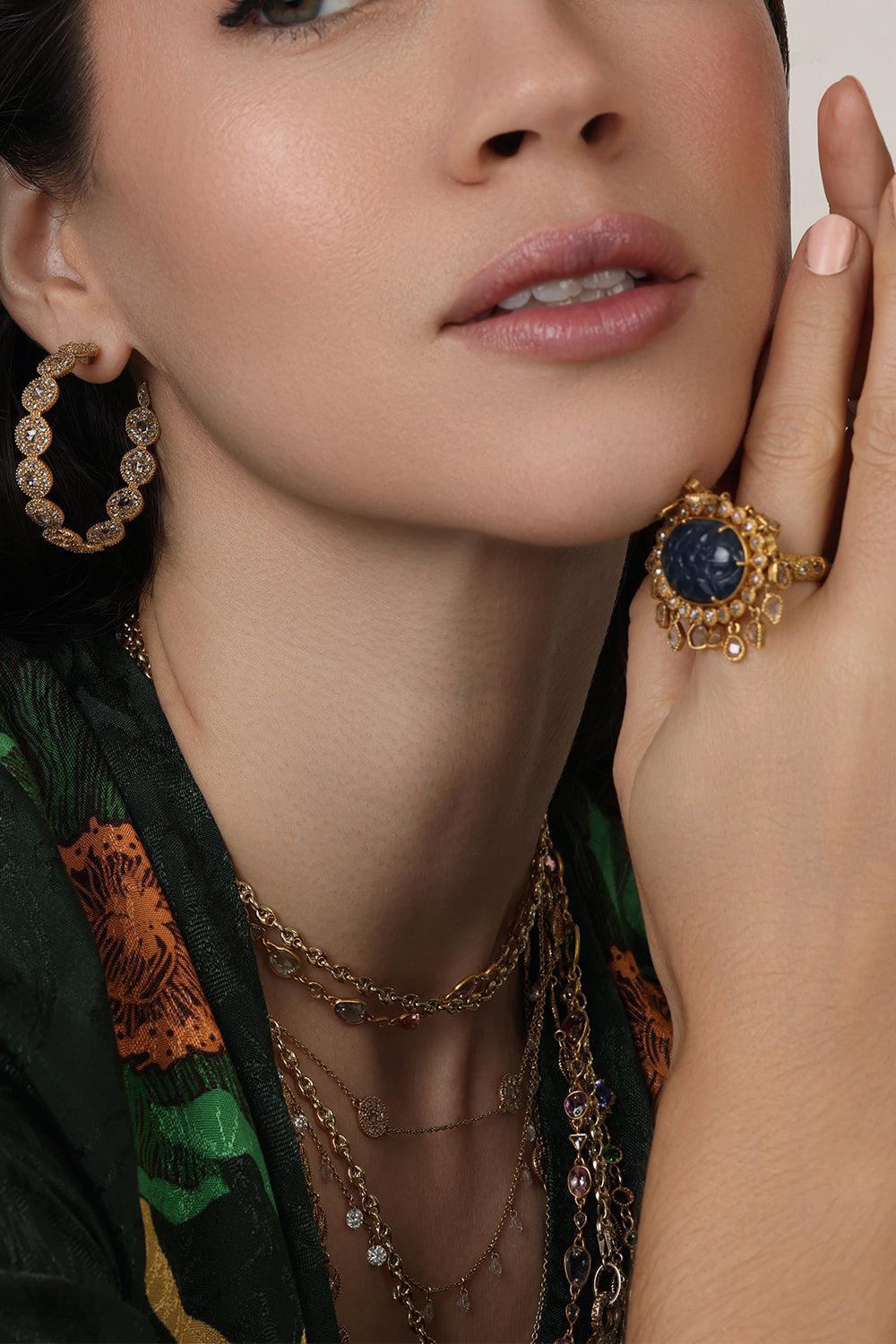 Diamond Opera Eternity Hoop Earrings-YELLOW GOLD-JEWELRYFINE JEWELEARRING-COOMI