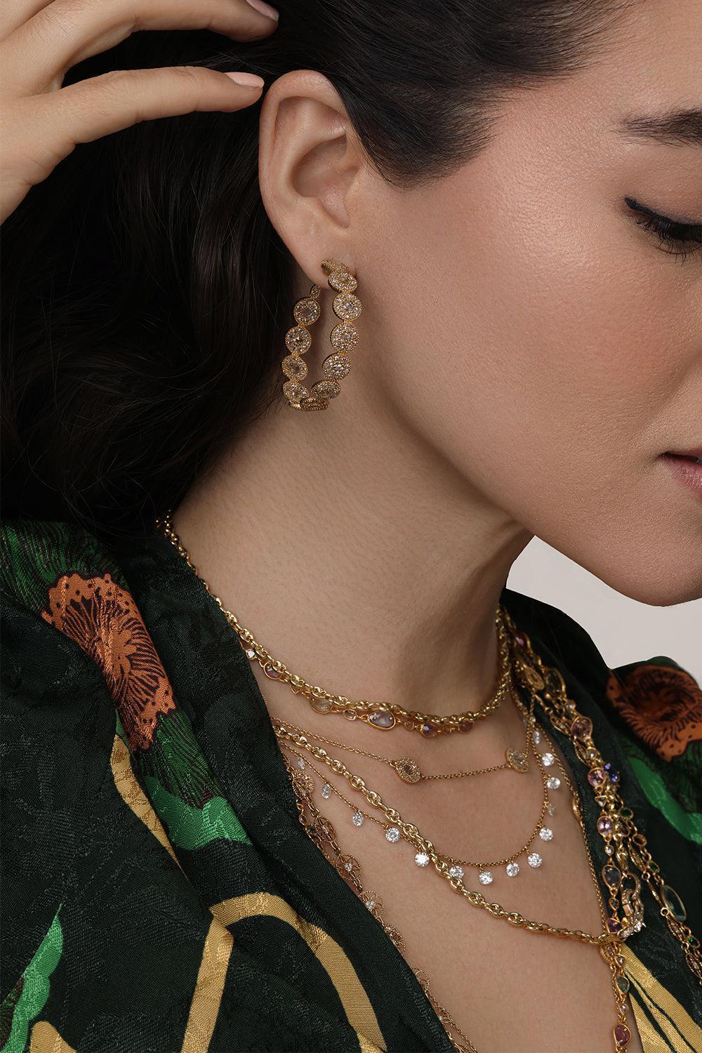Diamond Opera Eternity Hoop Earrings-YELLOW GOLD-JEWELRYFINE JEWELEARRING-COOMI