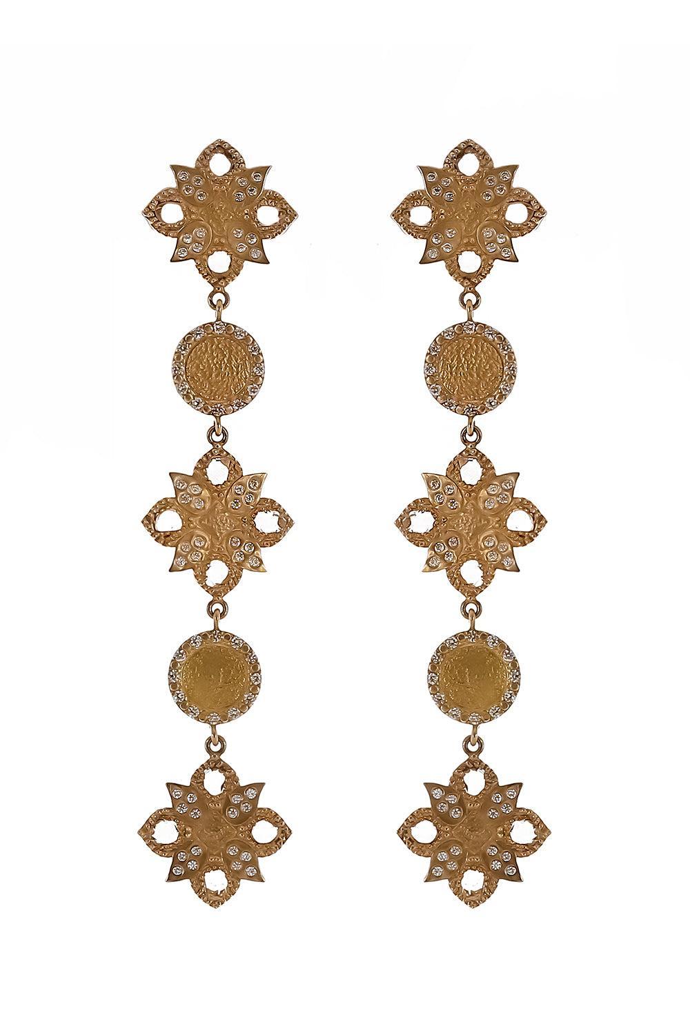 Diamond Trinetra Earring-YELLOW GOLD-JEWELRYFINE JEWELEARRING-COOMI