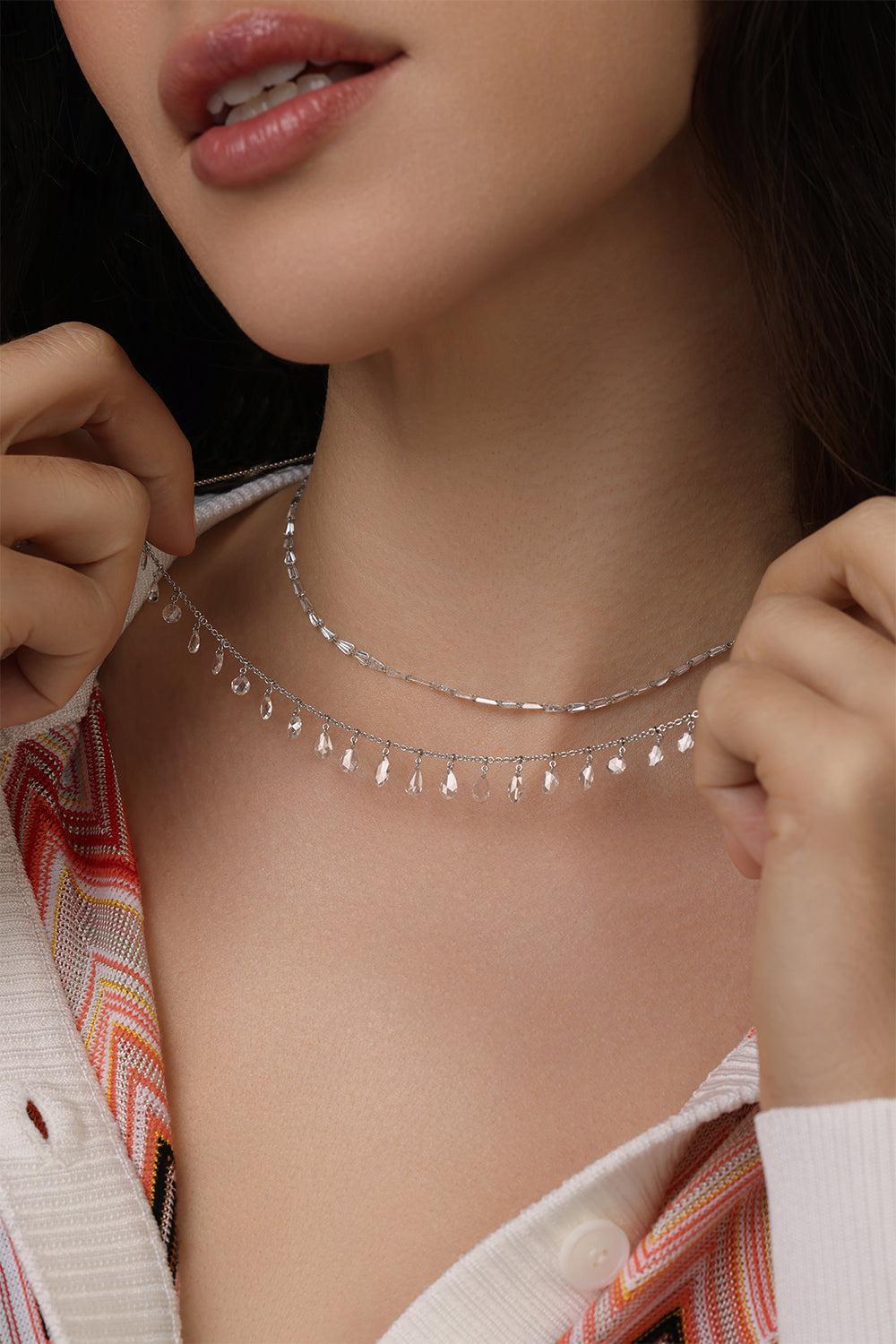 Mixed Shape Diamond Trinity Necklace-WHITE GOLD-JEWELRYFINE JEWELNECKLACE O-COOMI