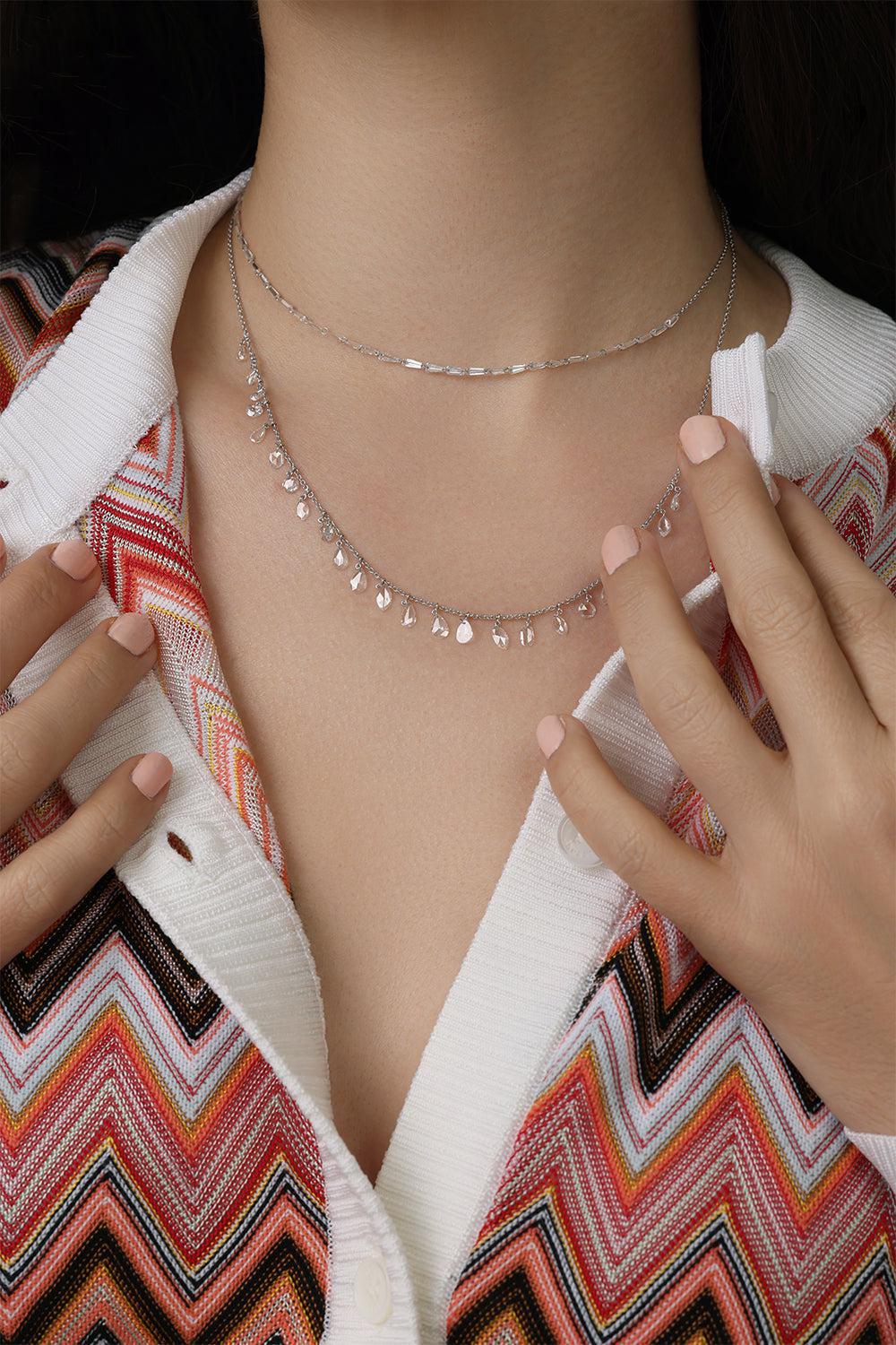 Mixed Shape Diamond Trinity Necklace-WHITE GOLD-JEWELRYFINE JEWELNECKLACE O-COOMI