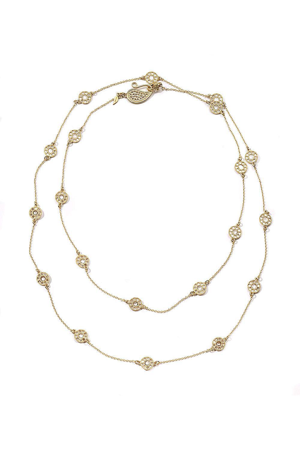 COOMI-Diamond Station Eternity Opera Necklace-YELLOW GOLD