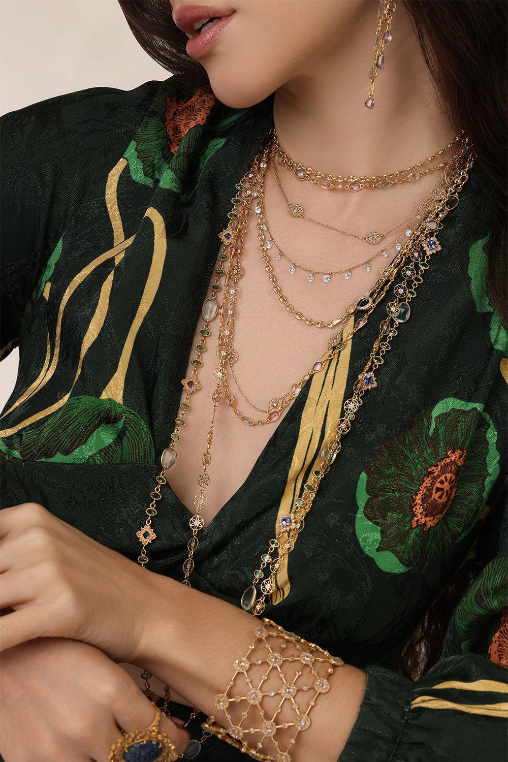 Tsavorite Trinetra Necklace-YELLOW GOLD-JEWELRYFINE JEWELNECKLACE O-COOMI