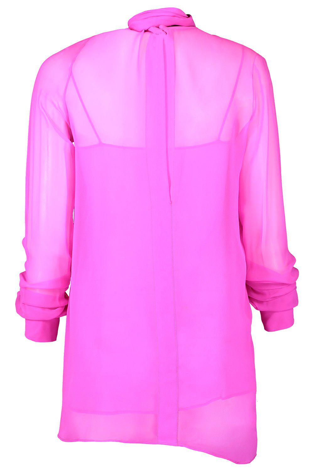 COSTARELLOS-Tie Neck Button Down Blouse-