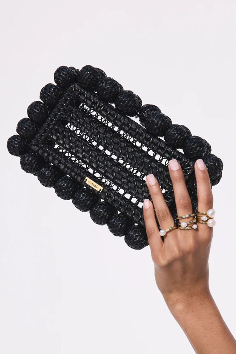 CULT GAIA-Eos Rattan Clutch-BLACK