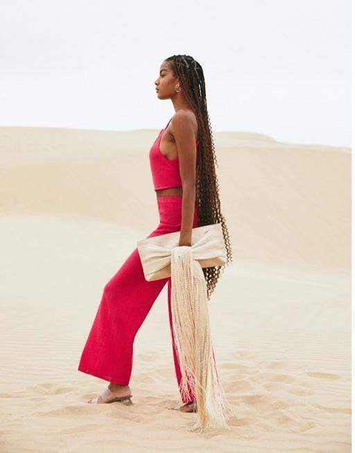 CULT GAIA-Banu Fringe Clutch-CREAM
