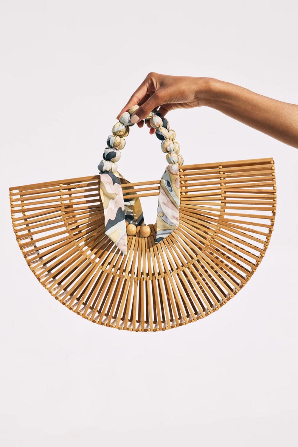 CULT GAIA-Fan Ark Top Handle Tote-NATURAL