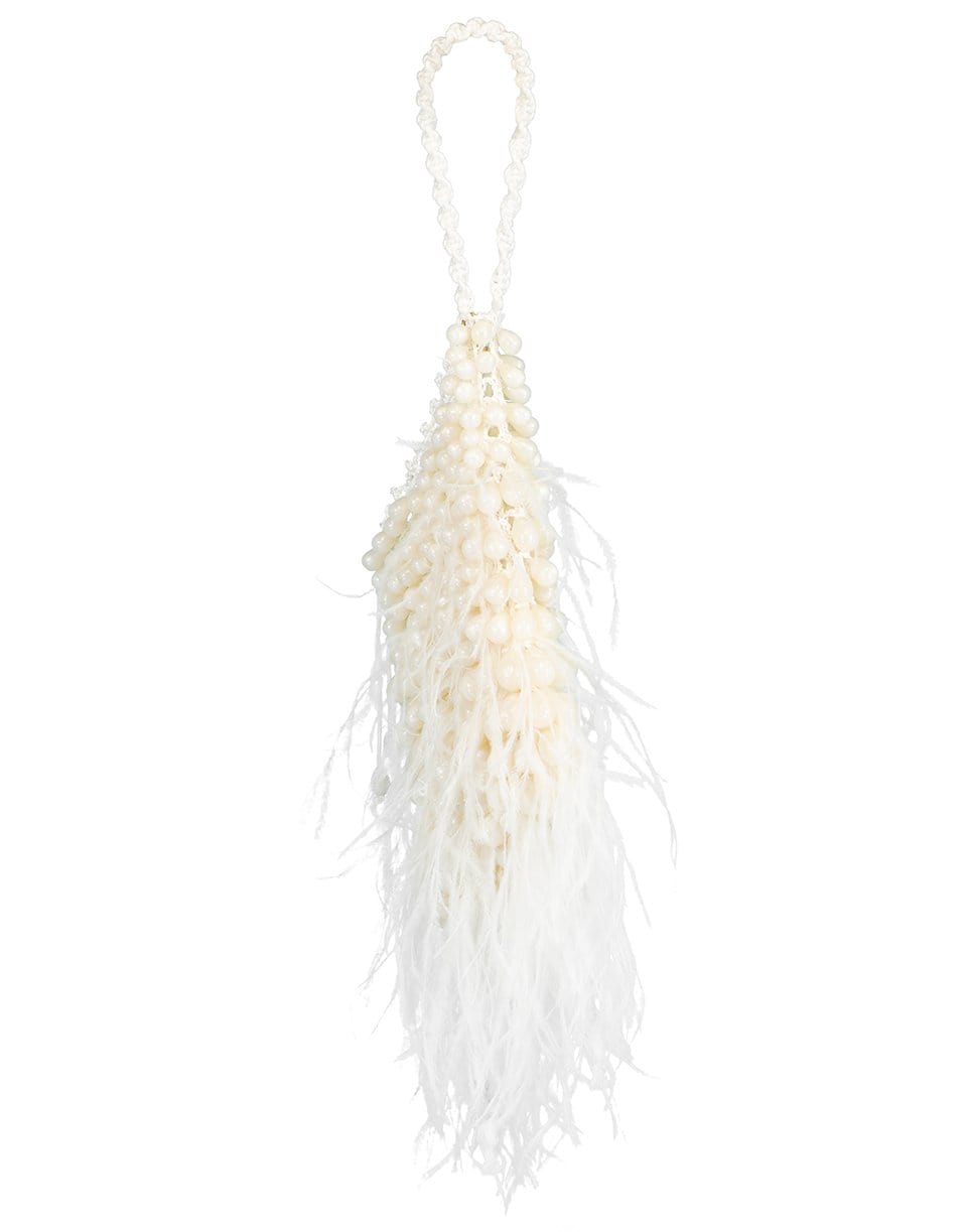 CULT GAIA-Dory Feathered Pouch-WHITE
