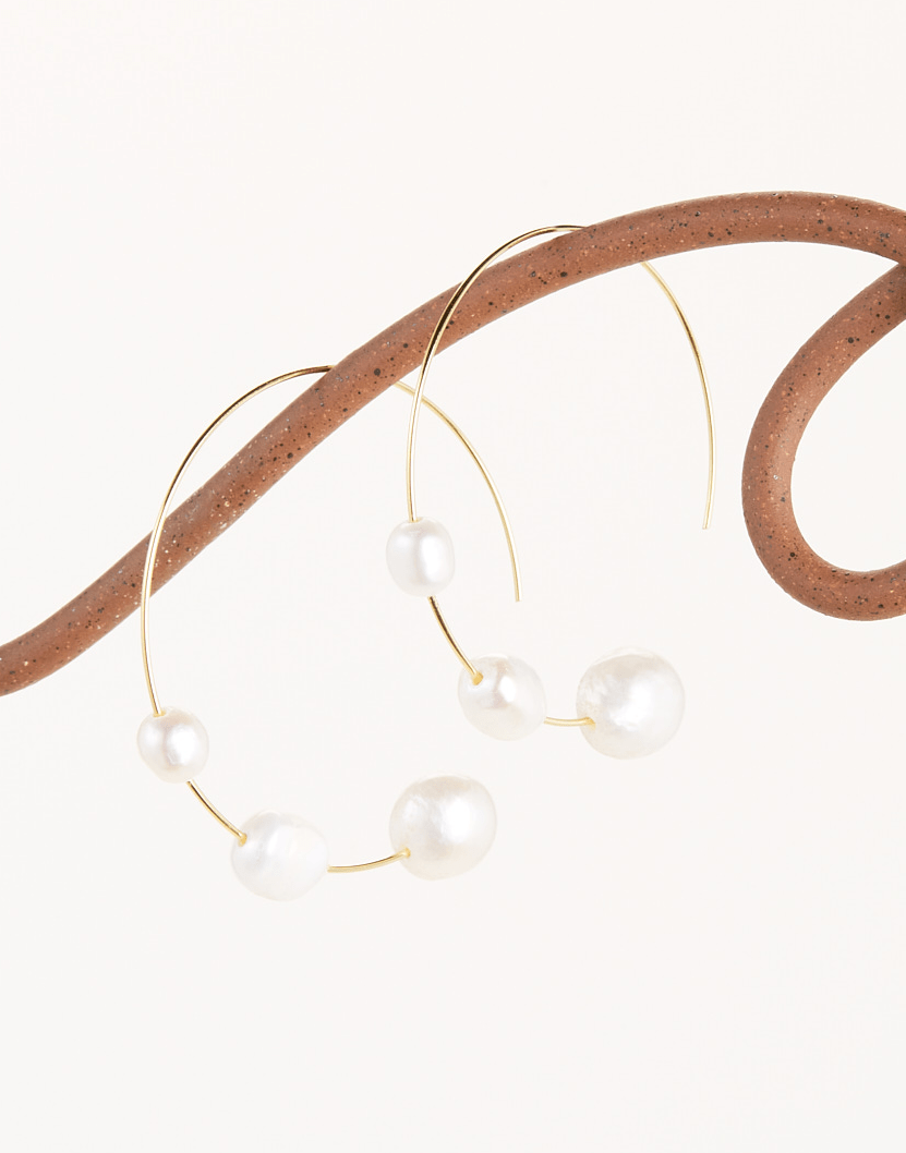 CULT GAIA-Nubia Pearl Hoop Earrings-PEARL
