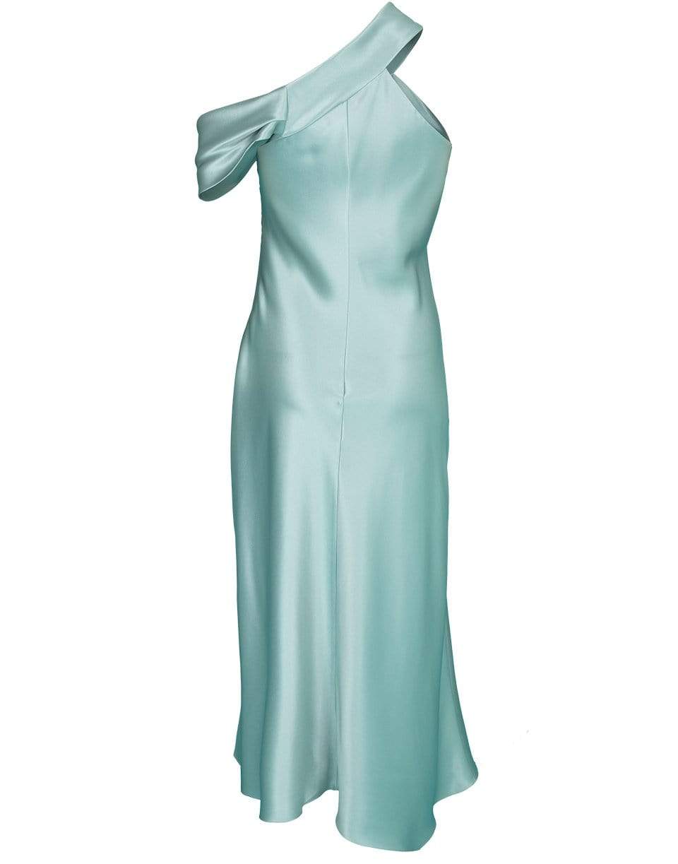 CUSHNIE-Sea Green Off Shoulder Slip Dress-