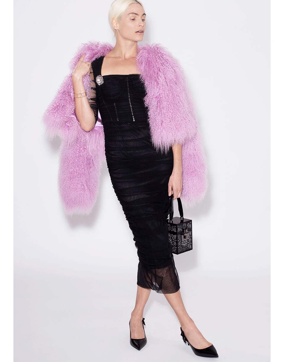 CUSHNIE-Lilac Shearling Cropped Jacket-LILAC