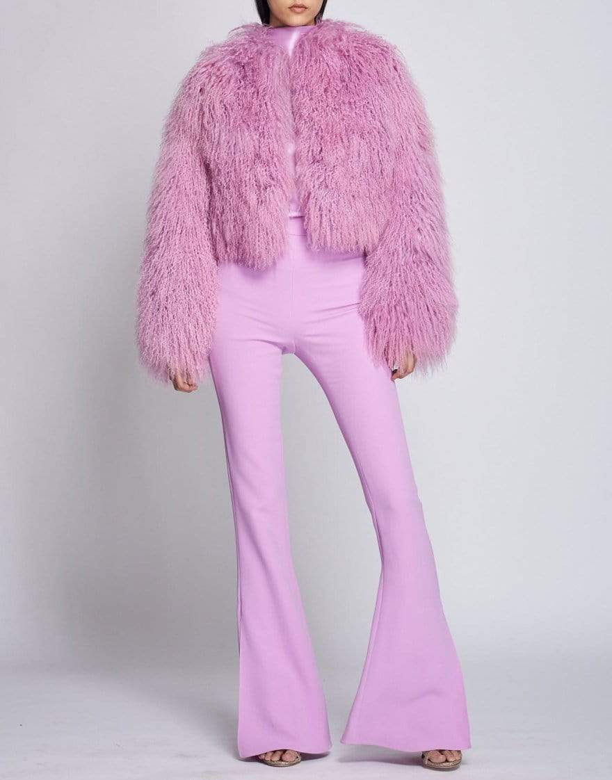 CUSHNIE-Lilac Shearling Cropped Jacket-LILAC