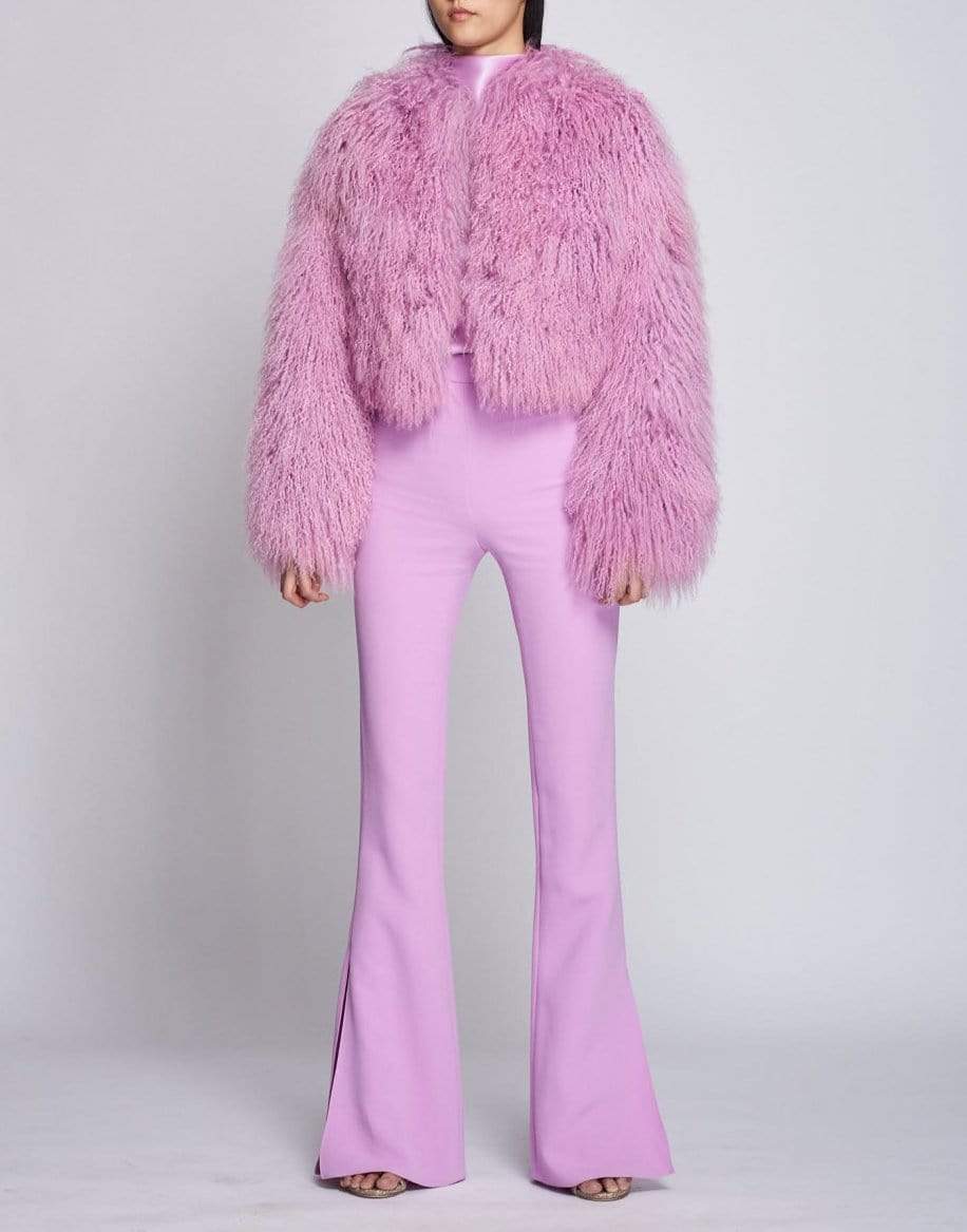 CUSHNIE-Lilac Shearling Cropped Jacket-LILAC