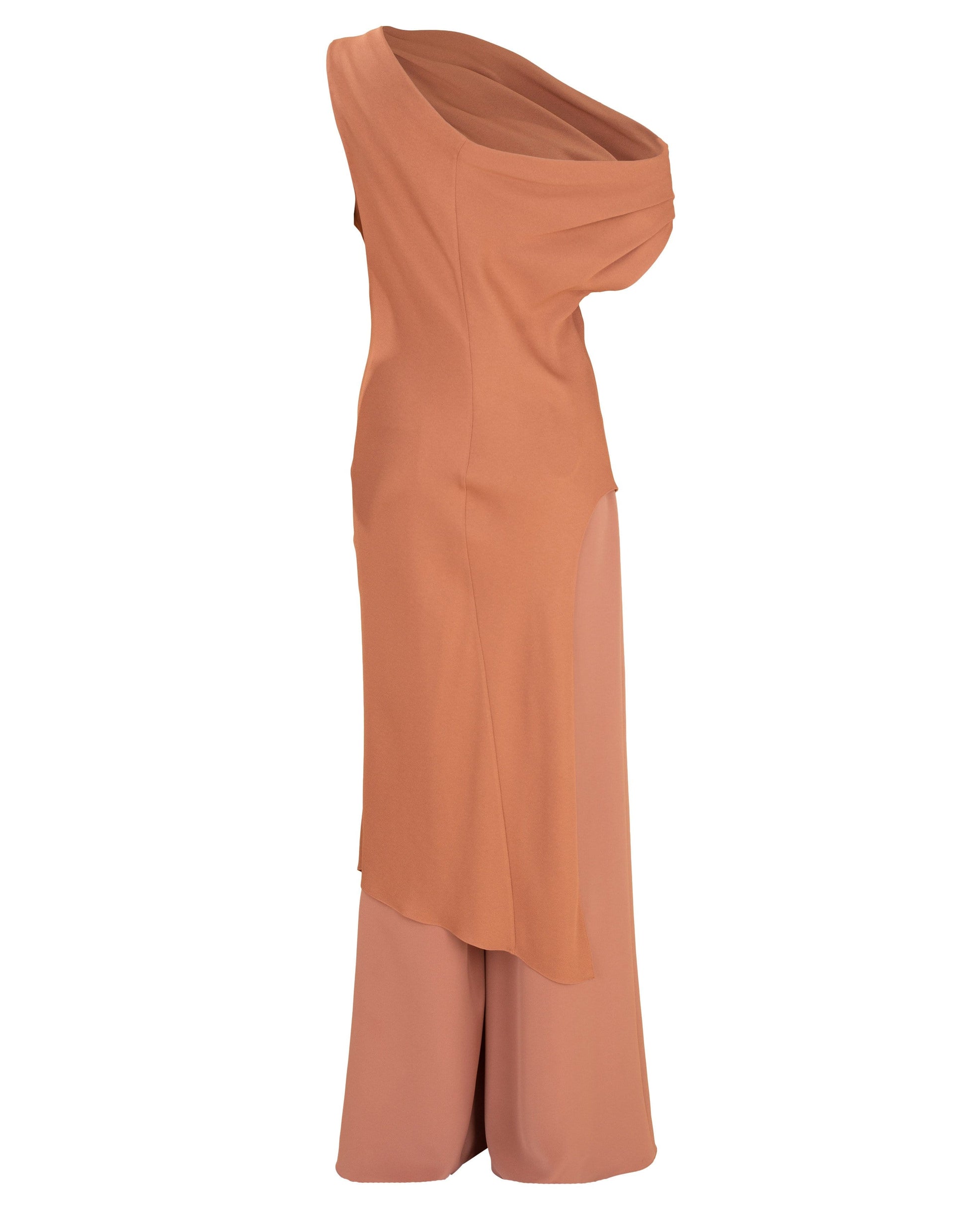 CUSHNIE-Draped Tunic and Wide Leg Pant Set-